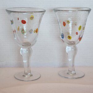Art Glass Millifori 2 piece set stem ware.